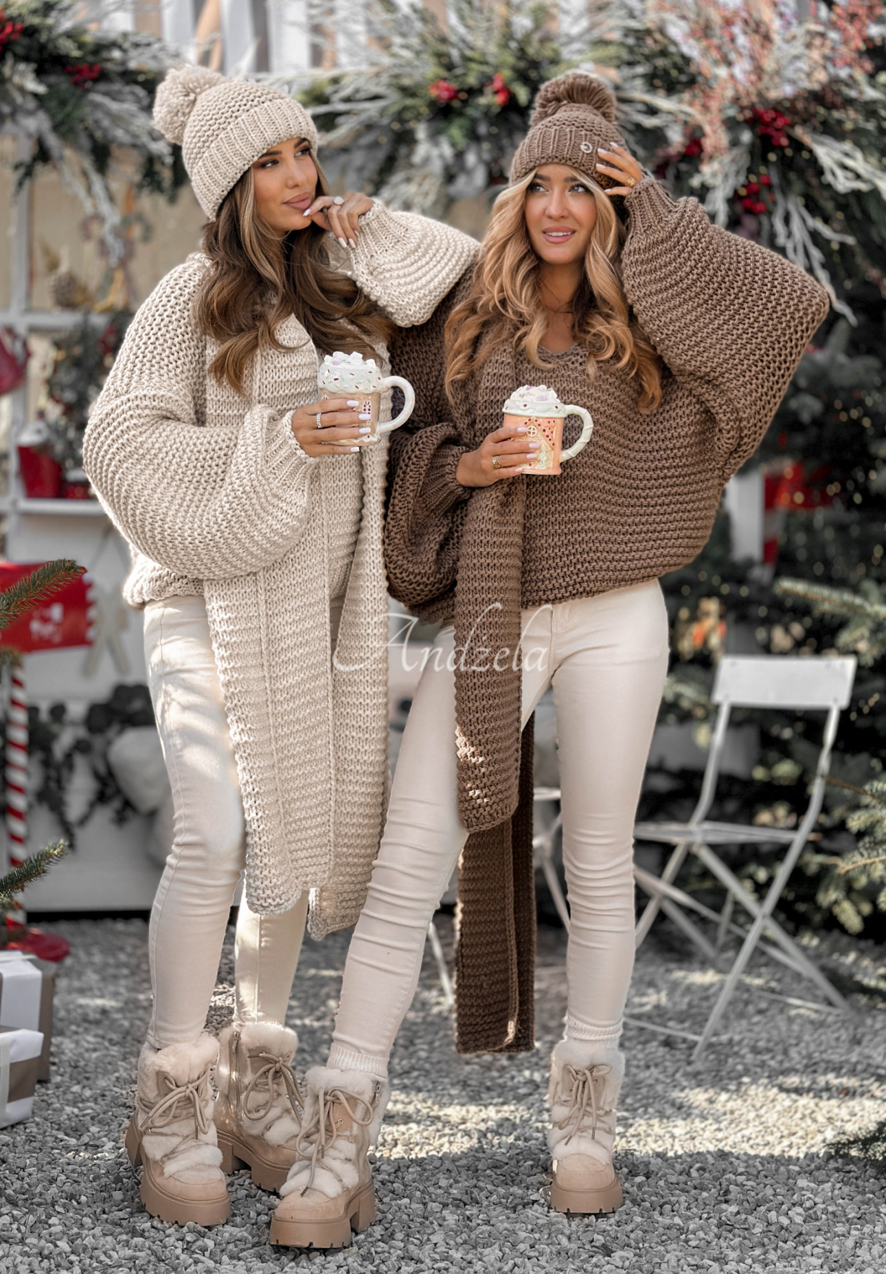 Pletený svetr s vlnou Winter Is Calling béžový