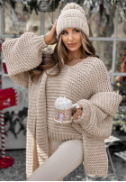 Pleciony Svetr z wełną Winter Is Calling béžový