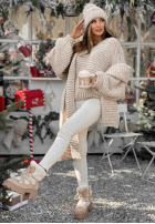 Pleciony Svetr z wełną Winter Is Calling béžový