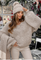 Pletený svetr s vlnou Winter Is Calling béžový