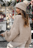 Pleciony Svetr z wełną Winter Is Calling béžový