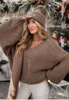 Pleciony Svetr z wełną Winter Is Calling Mokka