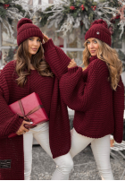 Pleciony Svetr z wełną Winter Is Calling vínový