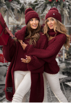 Pleciony Svetr z wełną Winter Is Calling vínový