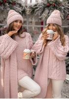 Pleciony Svetr oversize z wełną Days Are Short pudrová růžová
