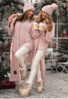 Pleciony Svetr oversize z wełną Days Are Short pudrová růžová