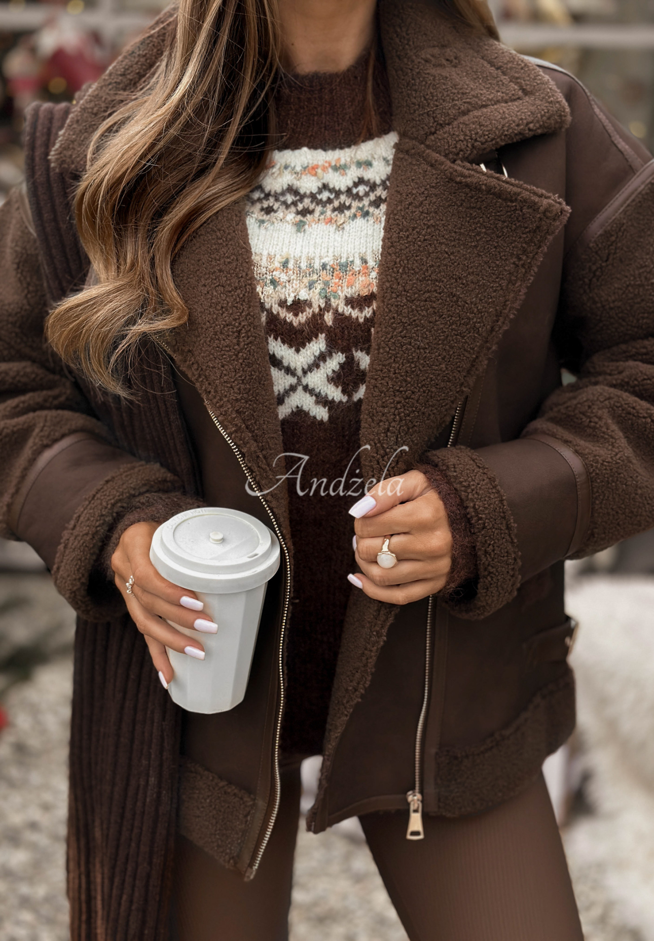 Kožená bunda s kožíškem True North čokoládová