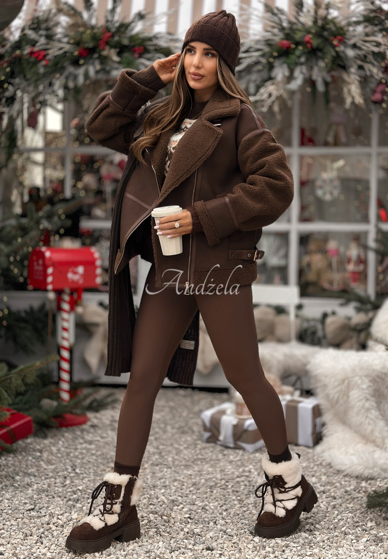 Kožená bunda s kožíškem True North čokoládová