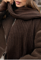 Vroubkovaný Souprava Čepice i szalik z kaszmirem Snow Dates čokoládový