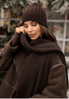 Vroubkovaný Souprava Čepice i szalik z kaszmirem Snow Dates čokoládový