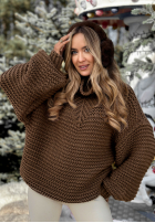 Pleciony Svetr z wełną Winter Is In The Air čokoládový