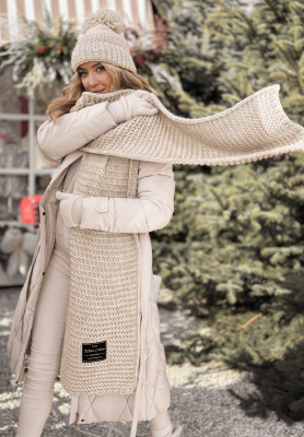 Souprava čepice a šála s vlnou Best Winter Days béžový