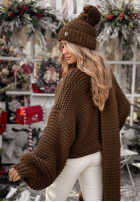Pleciony Svetr z wełną Winter Is Calling čokoládový
