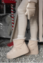 Krótkie semišové śniegowce ze sznurowaniem Cold As Ice světle béžové