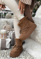 Krótkie semišové śniegowce ze sznurowaniem Cold As Ice velbloudí