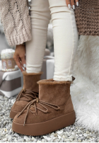 Krótkie semišové śniegowce ze sznurowaniem Cold As Ice velbloudí