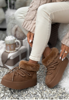 Krótkie semišové śniegowce ze sznurowaniem Cold As Ice velbloudí