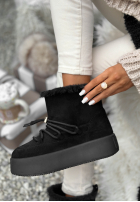 Krótkie semišové śniegowce ze sznurowaniem Cold As Ice černé