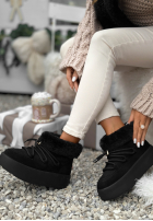 Krótkie semišové śniegowce ze sznurowaniem Cold As Ice černé