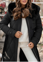 Prošívaná Bunda z futerkiem Hot Coffee černá