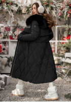 Prošívaná Bunda z futerkiem Hot Coffee černá