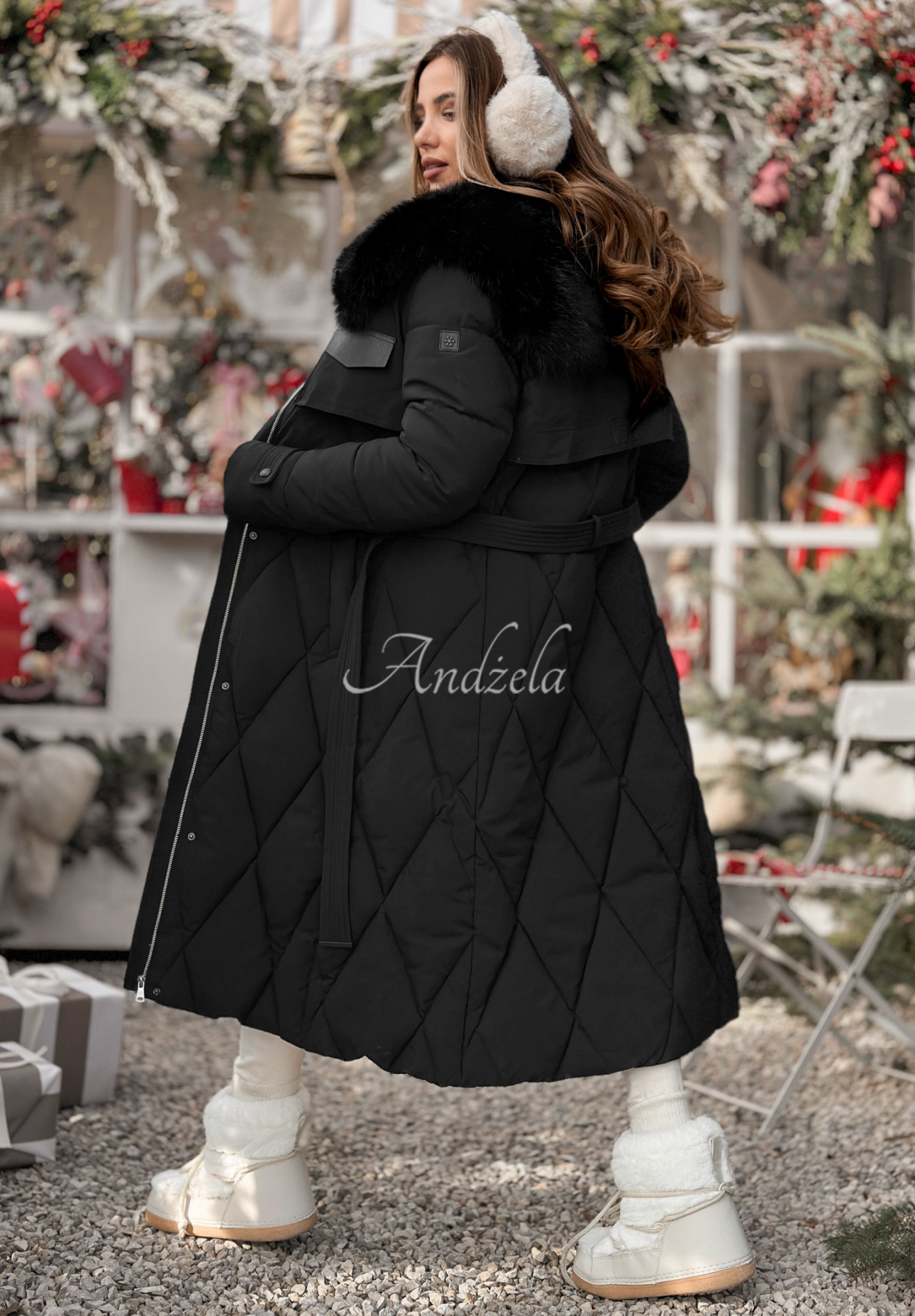 Prošívaná bunda s kožíškem Hot Coffee černá