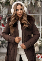 Prošívaná Bunda z futerkiem Hot Coffee čokoládová