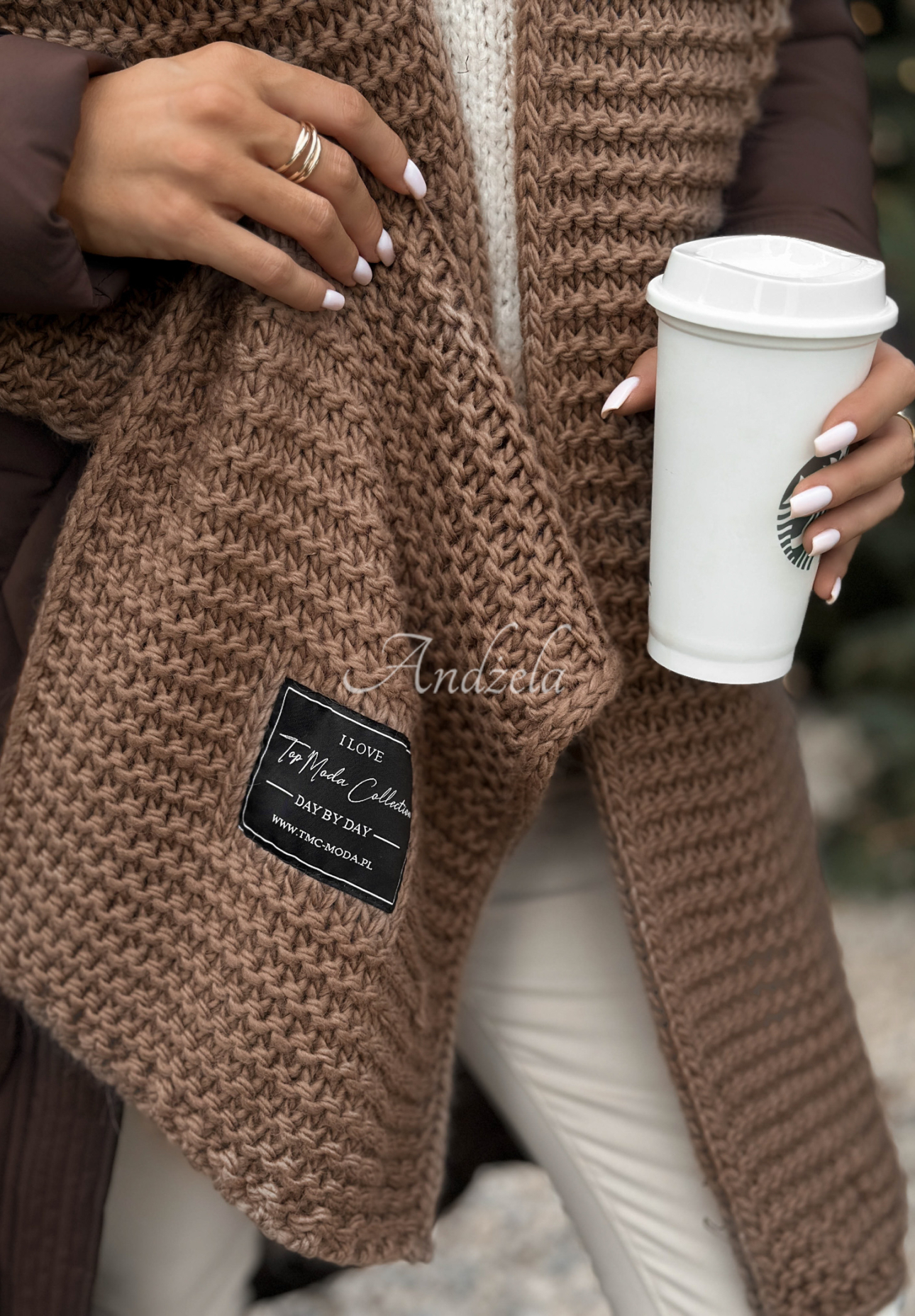 Souprava čepice a šála s vlnou Best Winter Days Mokka