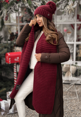 Souprava čepice a šála s vlnou Best Winter Days vínový