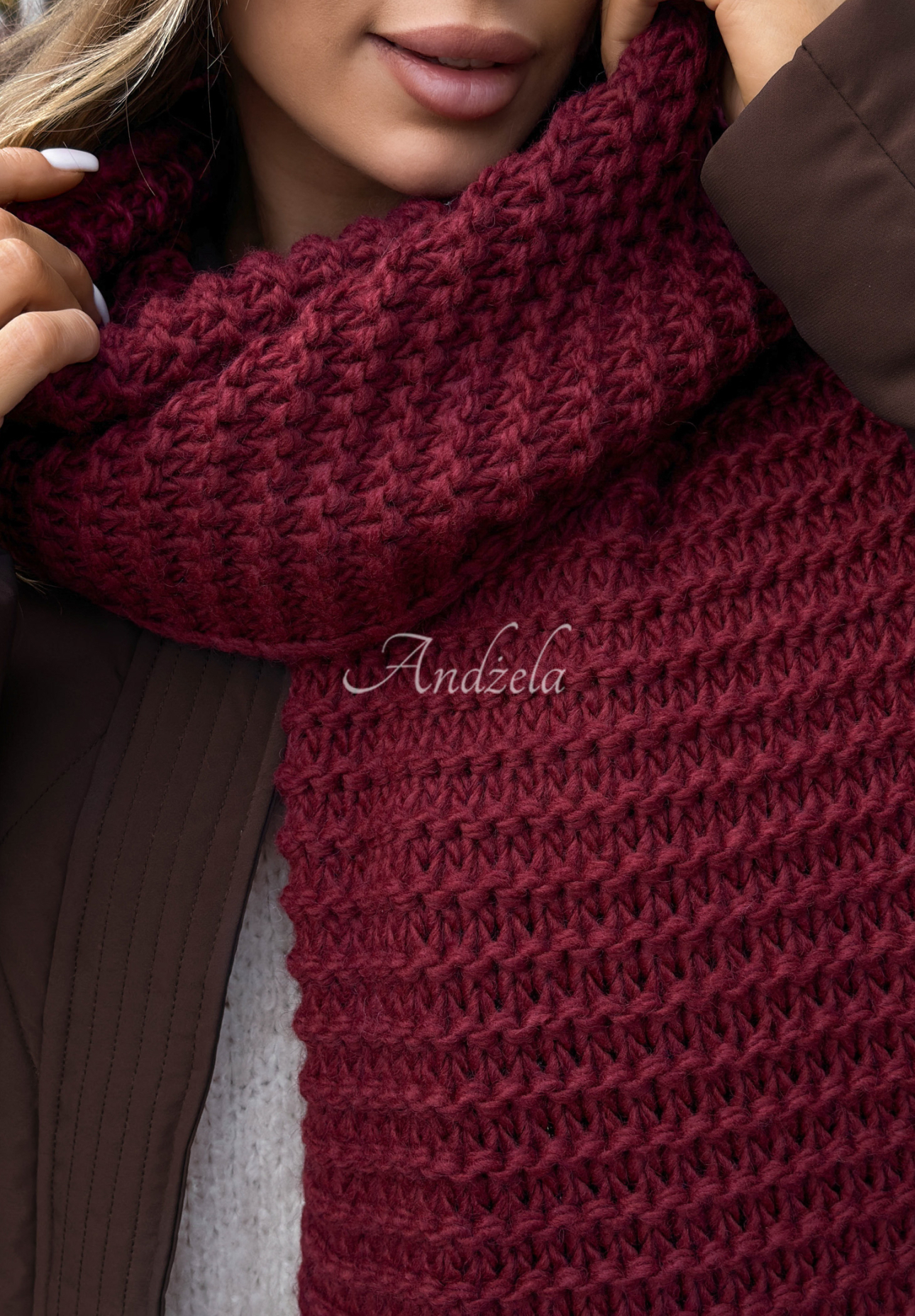 Souprava čepice a šála s vlnou Best Winter Days vínový