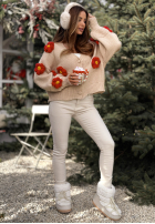 Krótki kardigan z kwiatami Puffy Flowers béžový