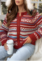 Krótki kardigan vzorované Tea Season červený