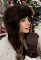 Futrzana Čepice uszatka Winter Bear čokoládová