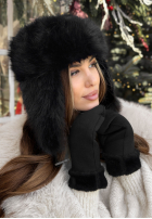 Futrzana Čepice uszatka Winter Bear černá