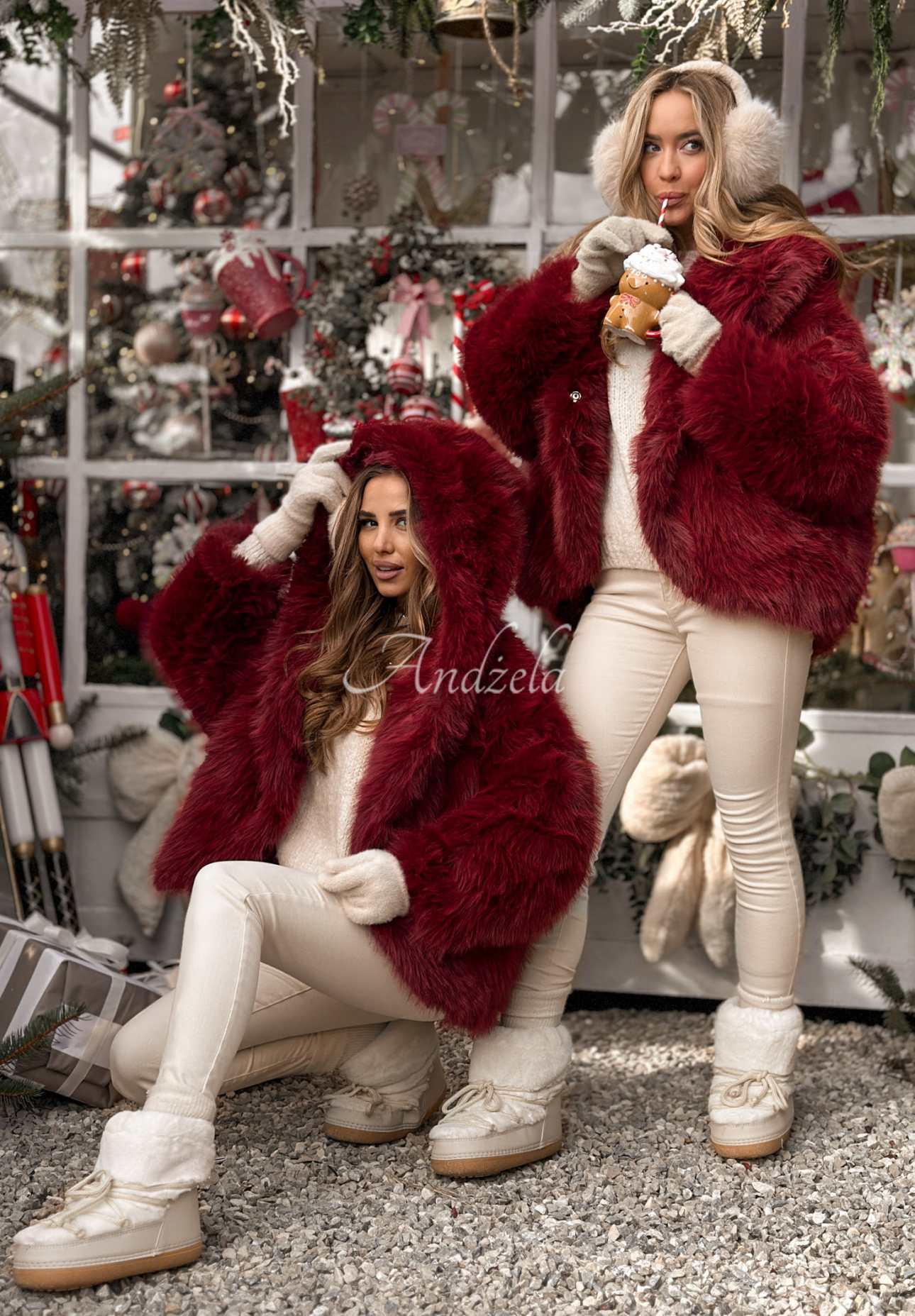 Krátká kožešinová bunda Rainy Mood bordové