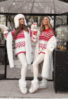 Vzorovaný sweterek Christmas Mission czerwono-Bílá