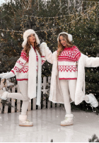 Vzorovaný sweterek Christmas Mission czerwono-Bílá