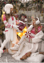 Vzorovaný sweterek Christmas Mission czerwono-Bílá