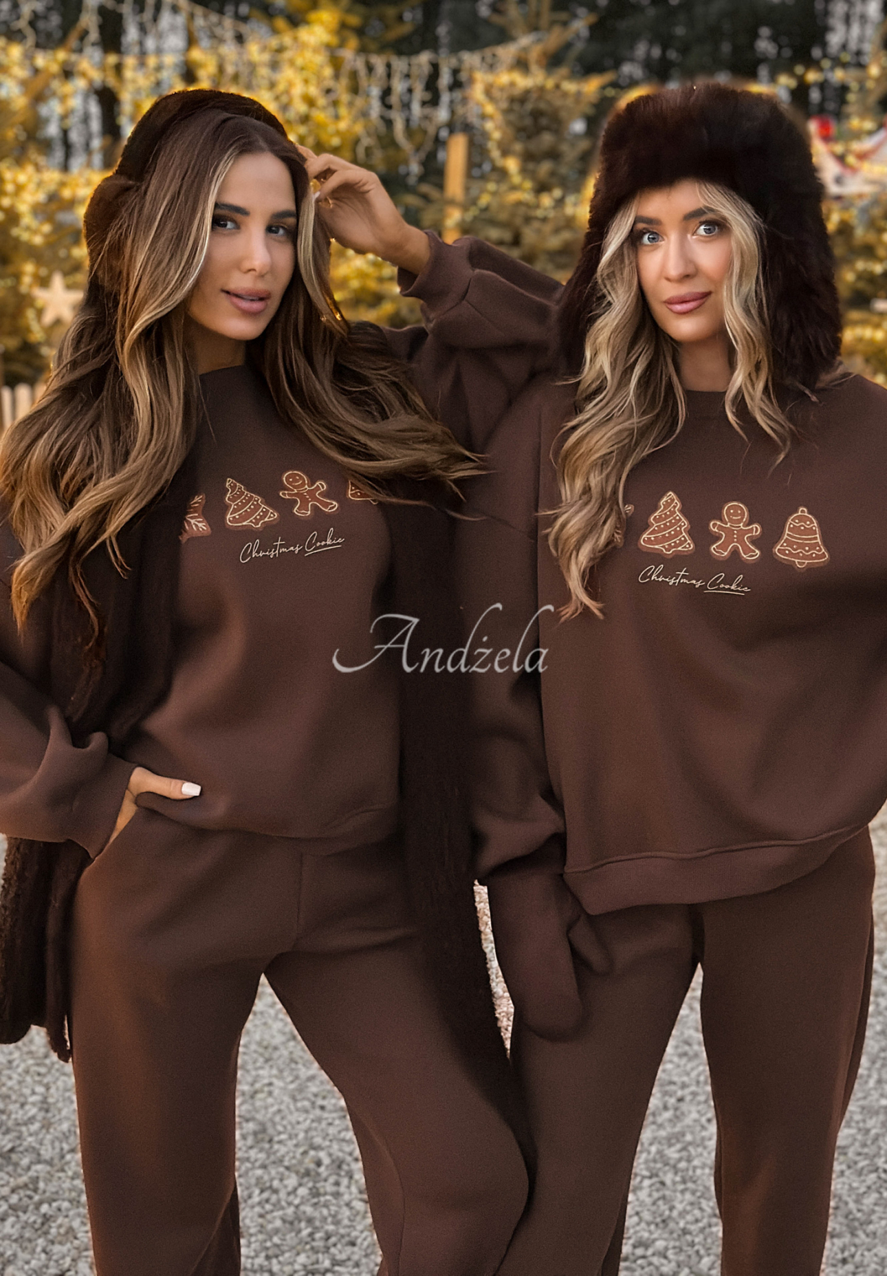 Vánoční tepláková souprava mikina a kalhoty Christmas Cookies čokoládový