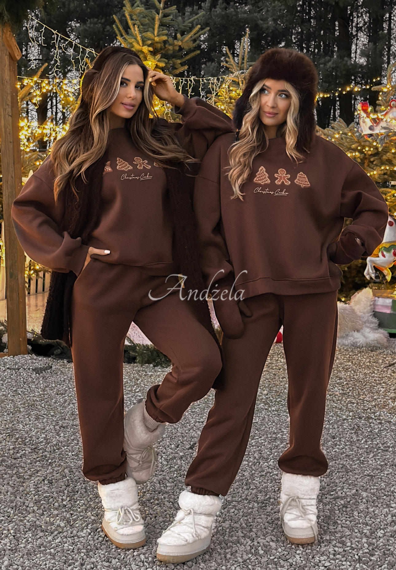 Vánoční tepláková souprava mikina a kalhoty Christmas Cookies čokoládový