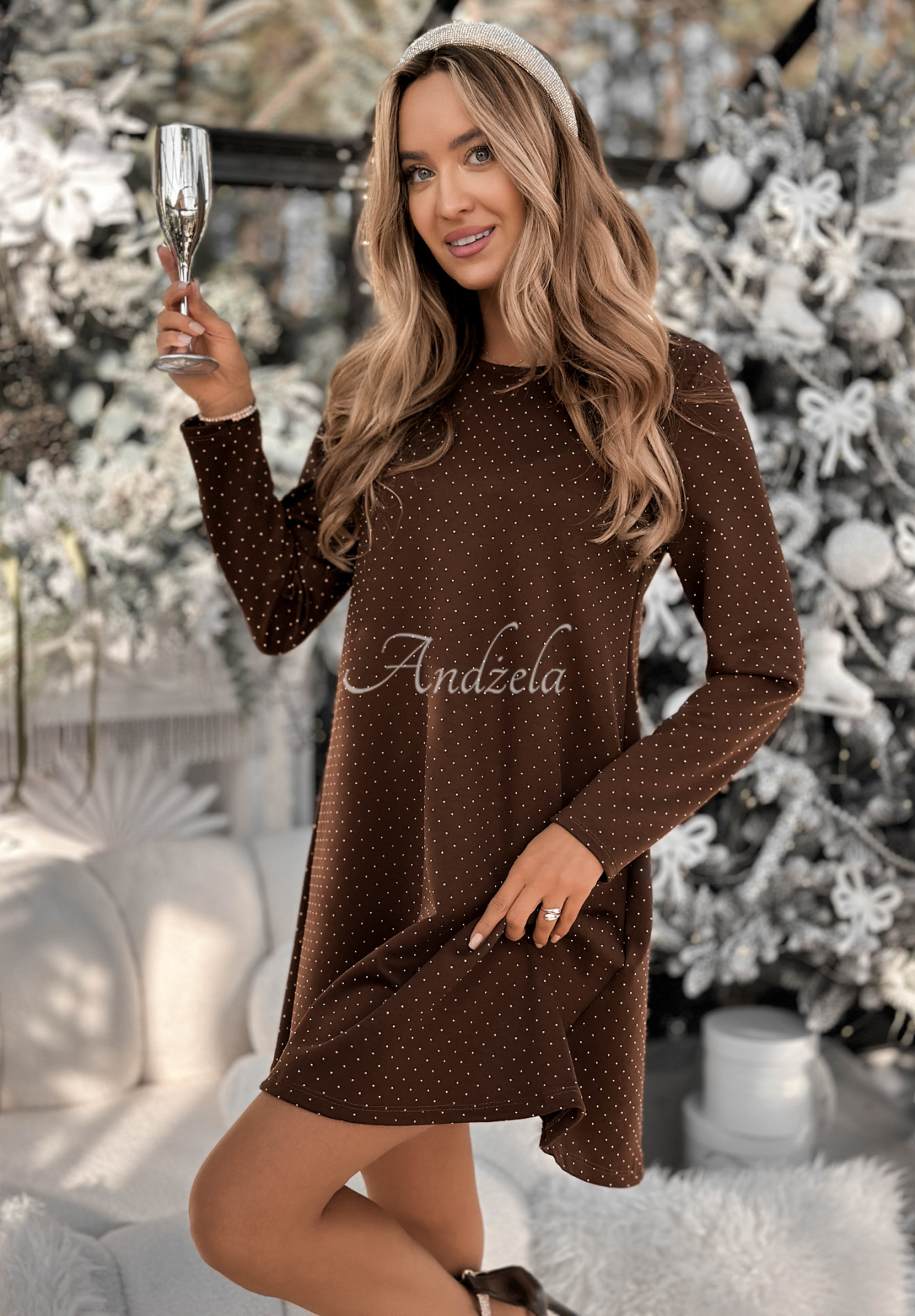 Šaty s krystalky Sparkle Like Stars čokoládová