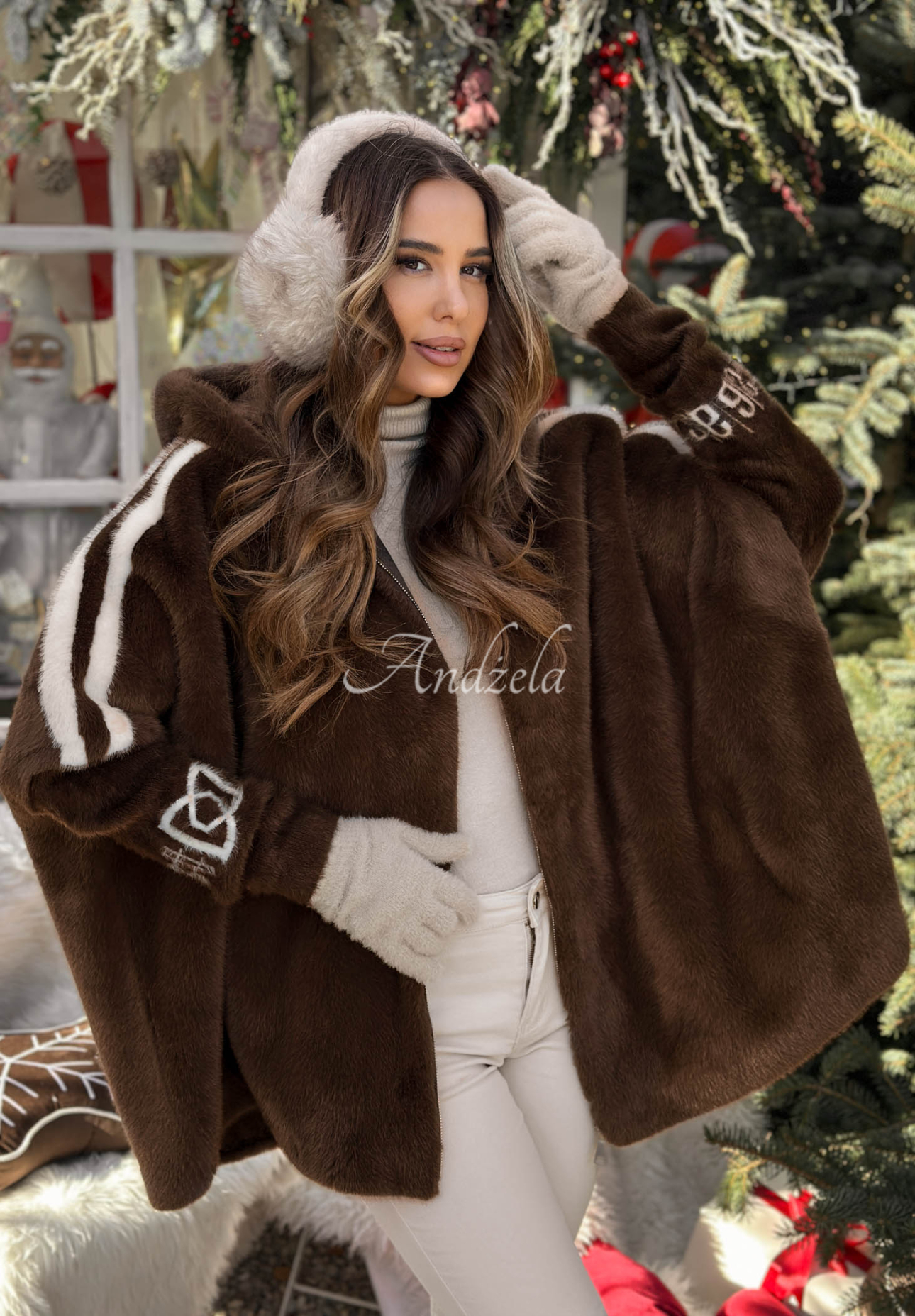 Vlněná bunda alpaka s angorou Choose Me First čokoládová  II