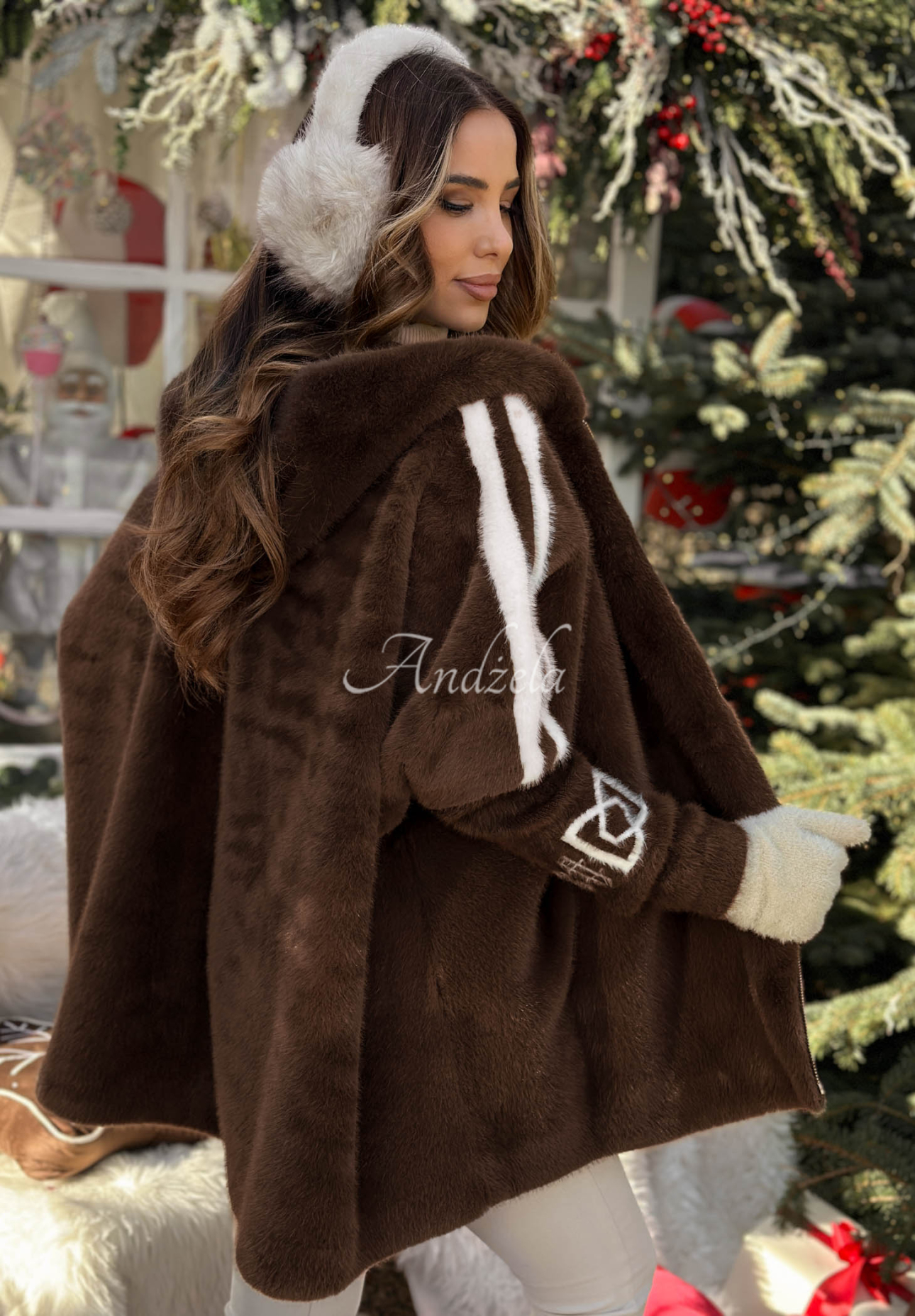 Vlněná bunda alpaka s angorou Choose Me First čokoládová  II