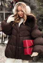 Prošívaná Bunda z futerkiem Cold Without You čokoládová