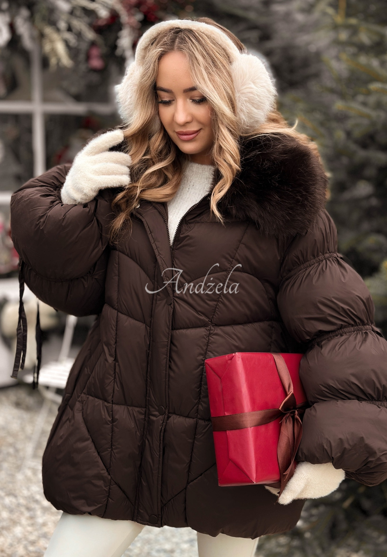 Prošívaná bunda s kožíškem Cold Without You čokoládová