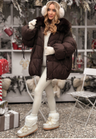 Prošívaná Bunda z futerkiem Cold Without You čokoládová