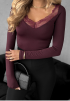 Halenka longsleeve z koronką Miss In Me vínová