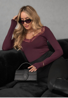 Halenka longsleeve z koronką Miss In Me vínová