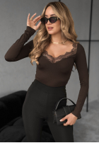 Halenka longsleeve z koronką Miss In Me čokoládová