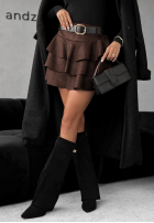 Zamszowa Sukně mini z falbankami Girly Time čokoládová